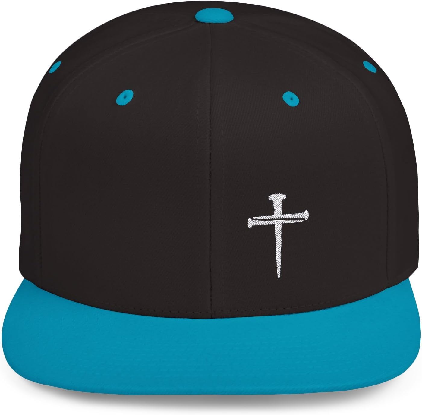 Nails Design Christian Cross Snapback Hat- Multiple Colors Religious Flat Bill Baseball Cap, Jesus Snapback