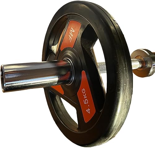 Miniatura 3 de Pares de placas olímpicas Tri-Grip desarrolla músculo y fuerza con placas de 10 libras recubiertas de goma, perfectas para entrenamientos de