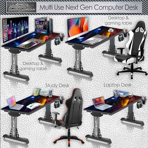 Image of Xtreme PRO Direct Theme Printed Computer Desk for Gaming, Work & Study. Large for PC, Dual Monitors, iMac, and Laptops. Metal & Engineered Wood. Black Stand Desk. 4 Feet-XPB4 (XPB425-CT-62)