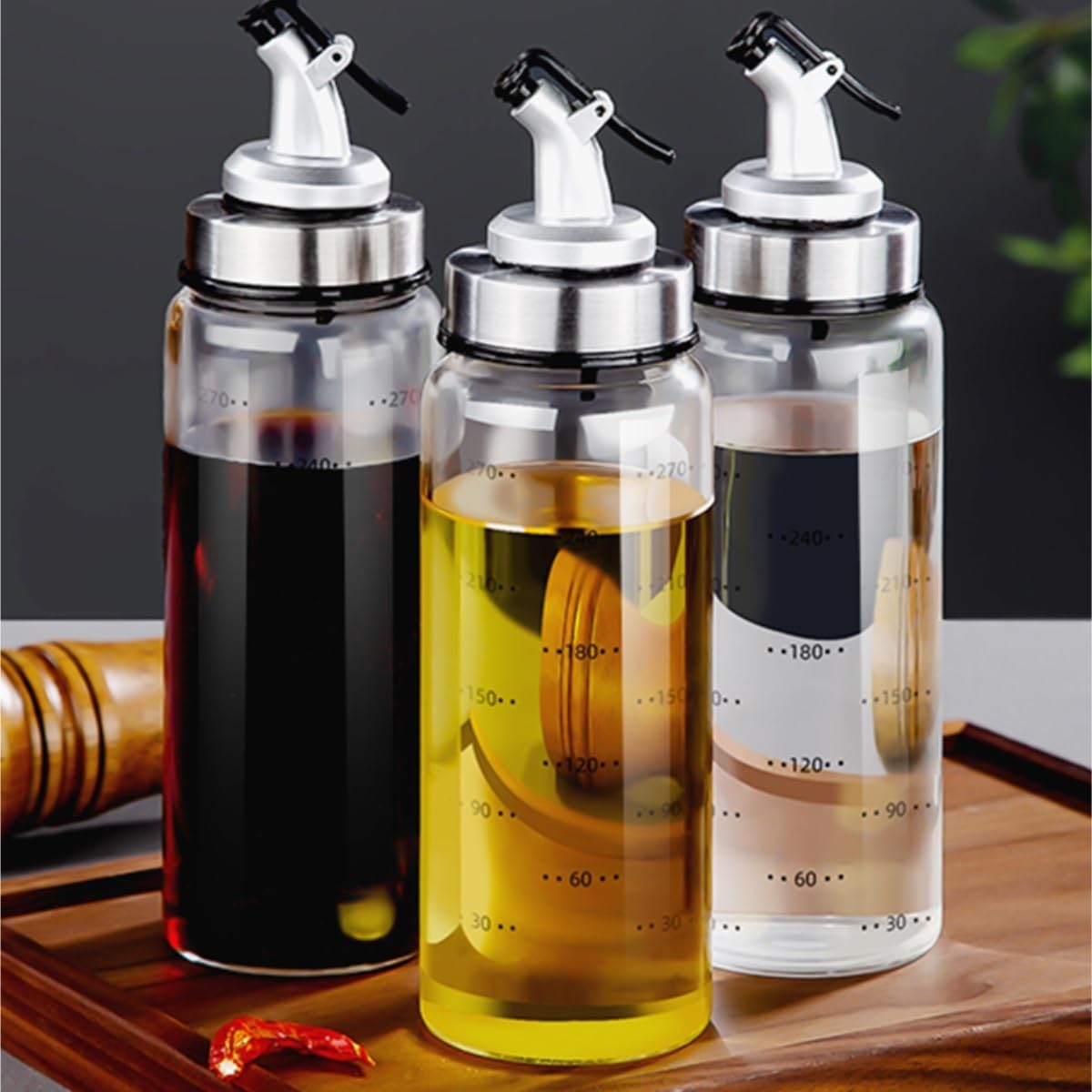 Essig Ölflaschen Set Sojasauce Essig Öl Topf Küche Haushalt Glas Trennwand Gewürzglas 4 Stück Set Küche | 24x6.5cm