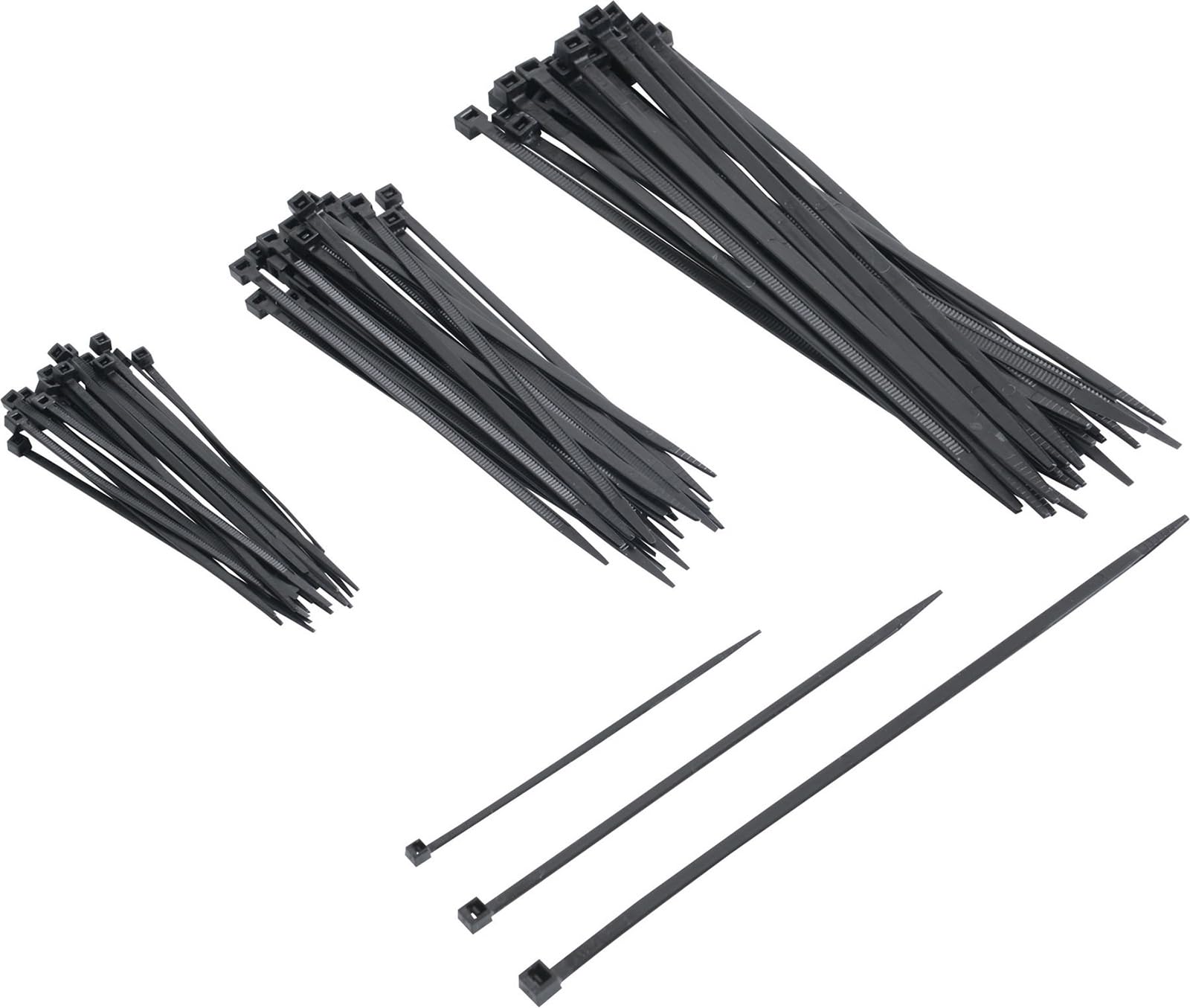 1000 colliers de serrage professionnels 250 x 4,8 mm, résistance à la traction 22,2 kg, noir