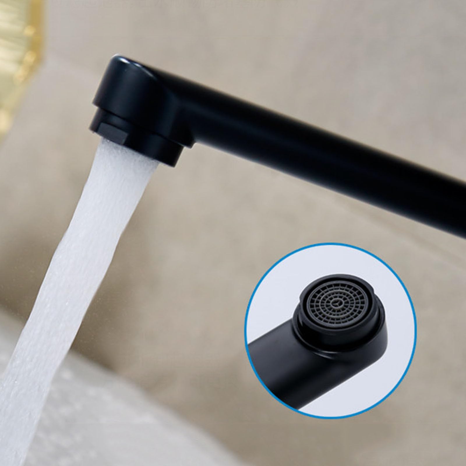 Grifo Cocina de Pared Negro de Latón Monomando Frío y Caliente