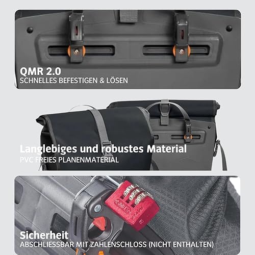 Miniatura 7 de VAUDE Aqua Back - Bolsa trasera para bicicleta - Juego de 2 alforjas de lona sin PVC - Bolsas impermeables con un volumen de almacenamiento total de