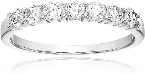 AGS anillo de boda certificado I1-I2 12 ct 14 quilates con 7 diamantescolor H-I