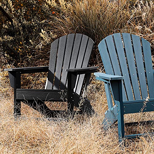 Serwall Adirondack Chair | Adult-Size, Weather Resistant For Patio Deck Garden, Backyard & Lawn Furniture | Easy Maintenance & Classic Adirondack Chair Design (Black) #TOP6