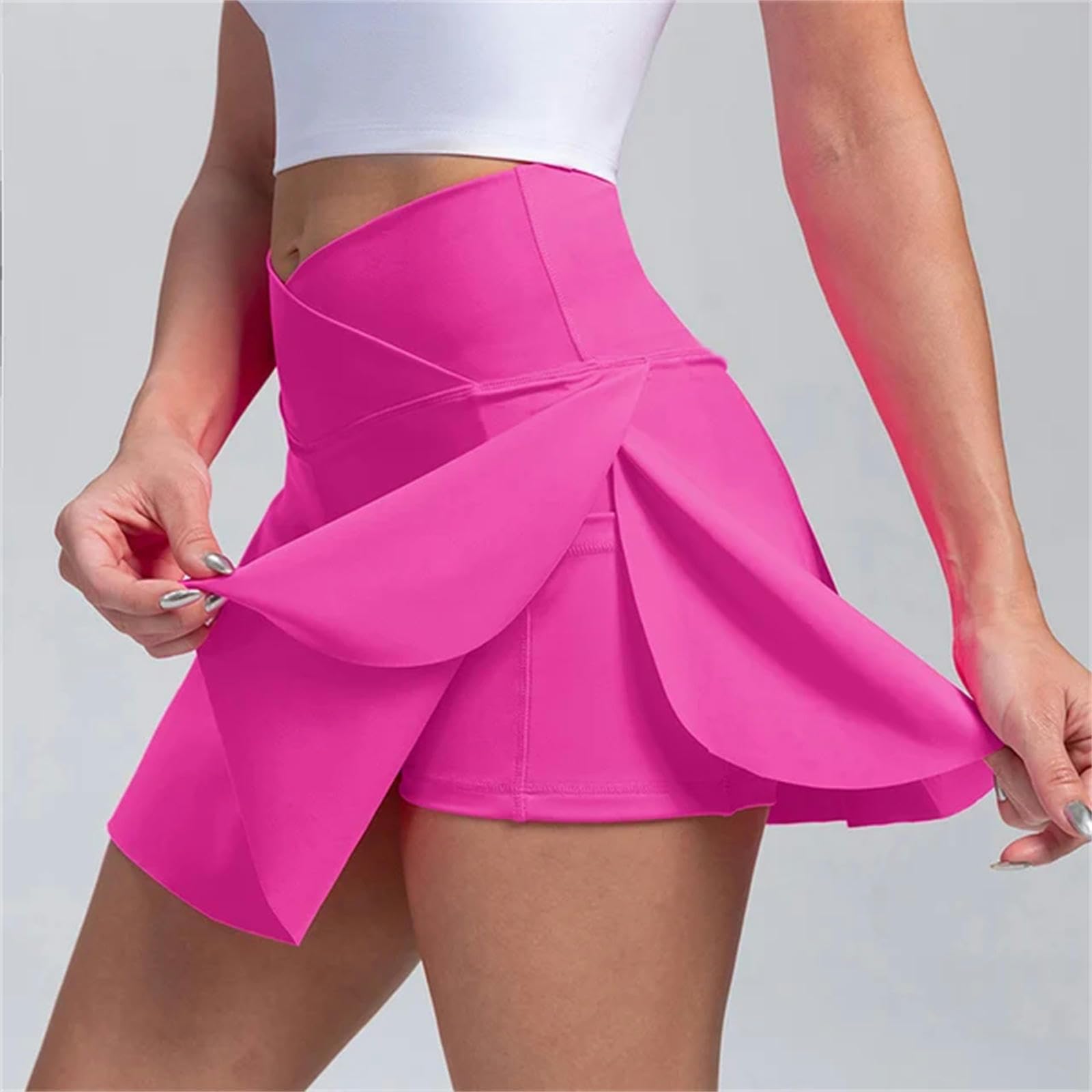 Tennisrock Damen Crossover Tennis Röcke Plissee Golf Skorts Röcke Für Frauen Mit Shorts Taschen