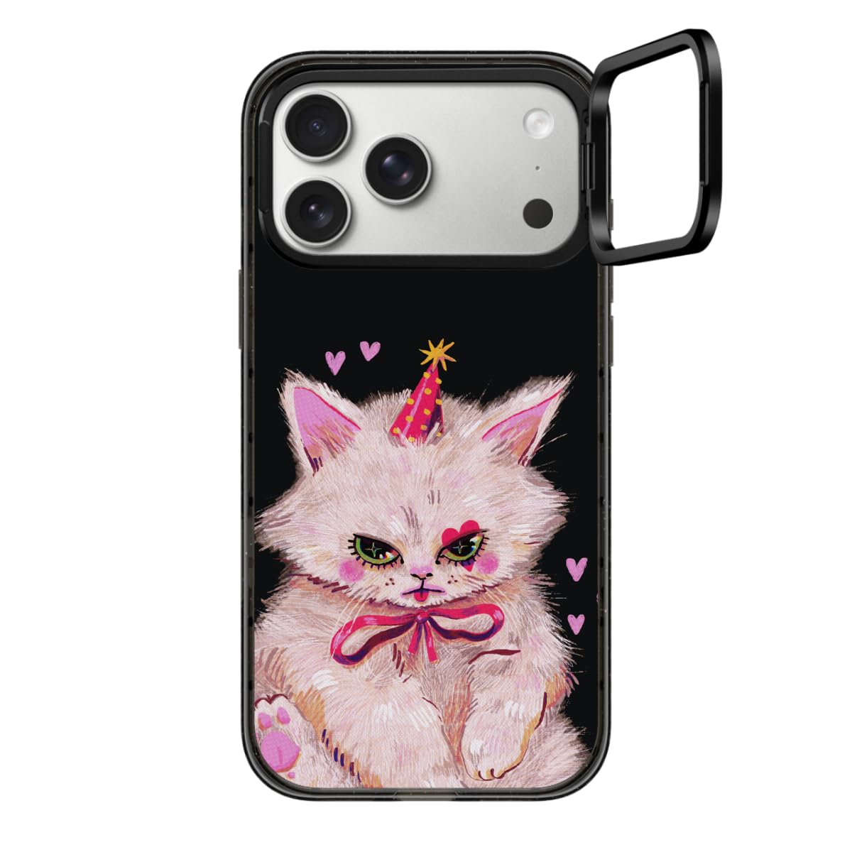 CASETiFY インパクト リングスタンド iPhone 17 Pro Max ケース [スタンド機能/MagSafe対応/耐衝撃] - CLOWN KITTY - ブラック