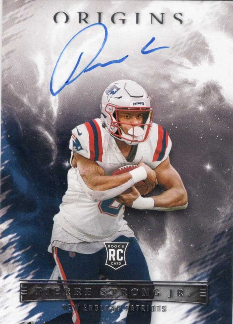 Pierre Strong Jr. Autographed Rookie Card Collectible Football Card - 2022 Panini Origins Football Card #12RAU-PST (Patriots) Free Shipping