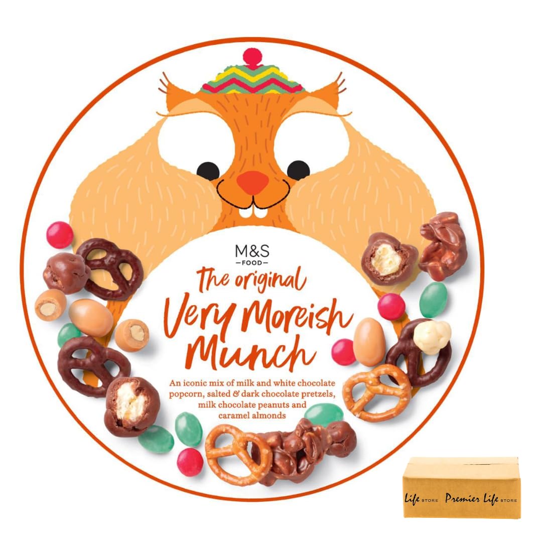M&S The Original Very Moreish Munch Chocolate, Fudge & Pretzel, Nut & Popcorn Mix, Sweet & Salty, 460g Tin