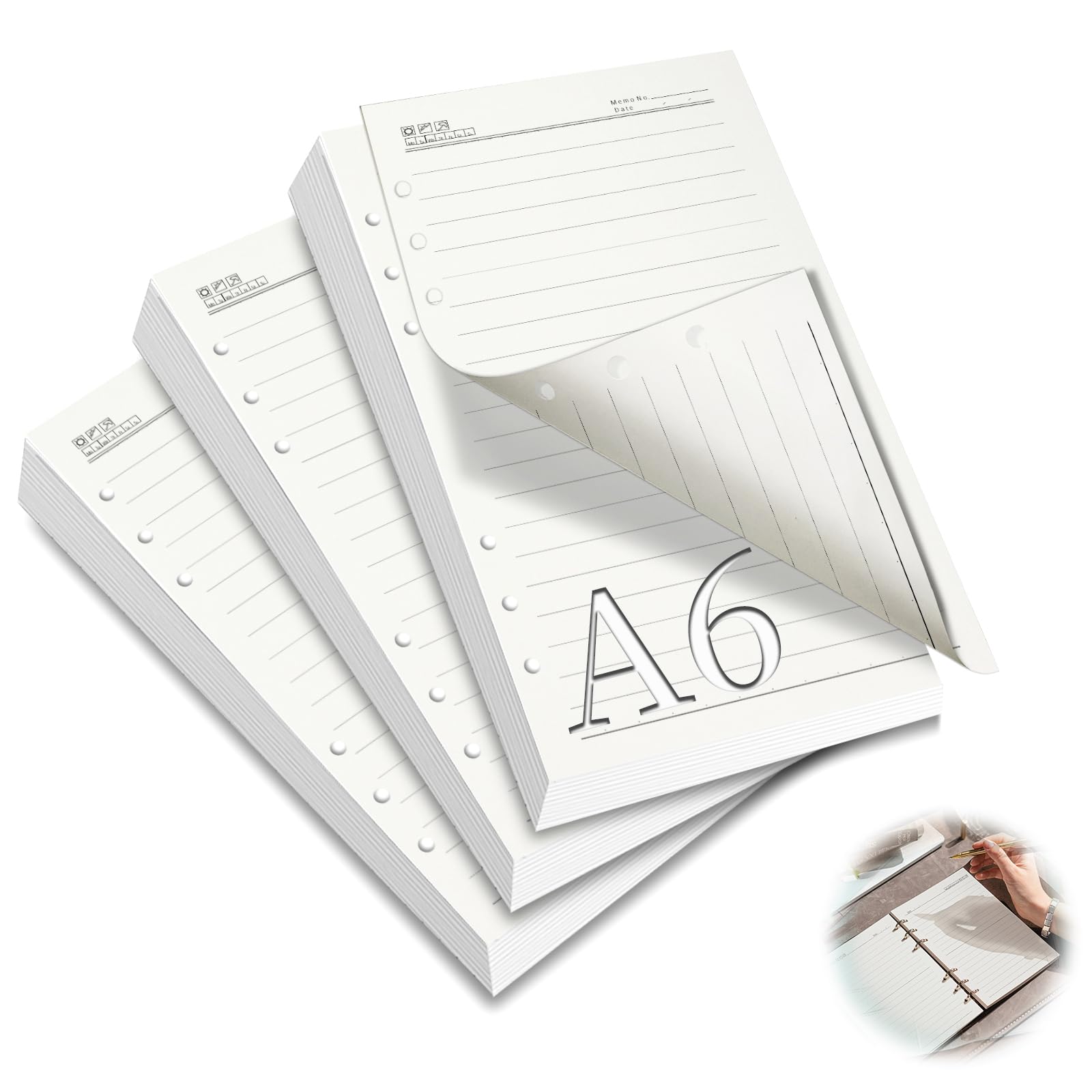 mawmuaw A6 Refill Paper Lined, Refill Pad 180 Sheets/360 Pages(3 Pack) — image 1