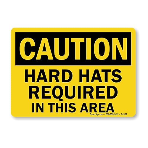 SmartSign -S-2152-AL Letrero "Precaución - Se requieren cascos en esta área" | Aluminio de 10" x 14" - Negro sobre Amarillo