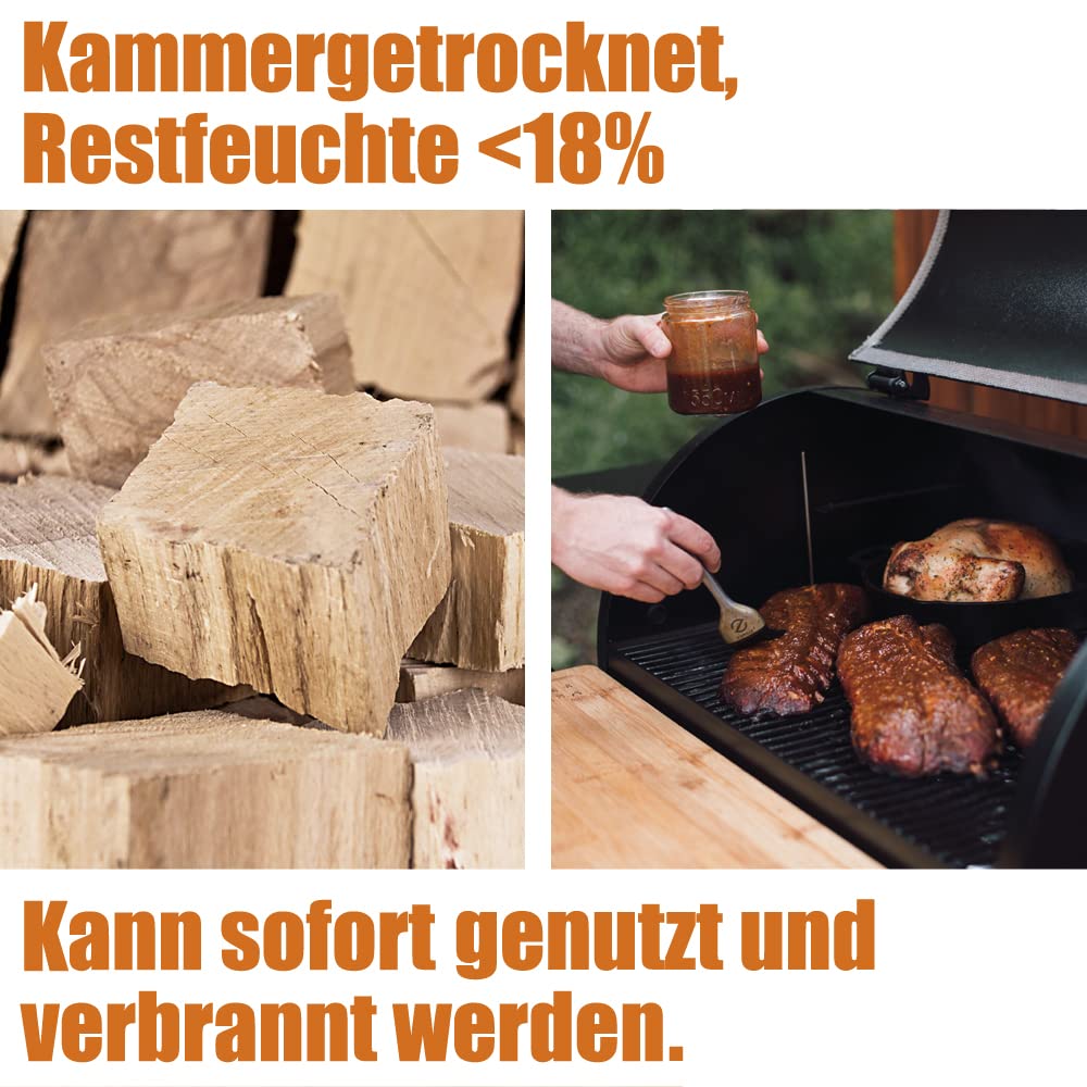 Smoker Grill Chunks per barbecue, faggio, quercia, affumicatura, 2-4 kg, XXXL, forno per affumicare, barbecue, accessori per raeuchern, braciere chip, quantità: 4 kg di rovere