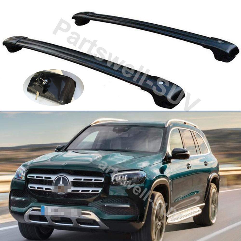 2Pcs Lockable Roof Rack Cross Bars Crossbar Baggage Luggage Carrier Rack Fit for Mercedes Benz X167 GLS350 GLS450 GLS580 GLS600 GLS680 2019 2020 - Black