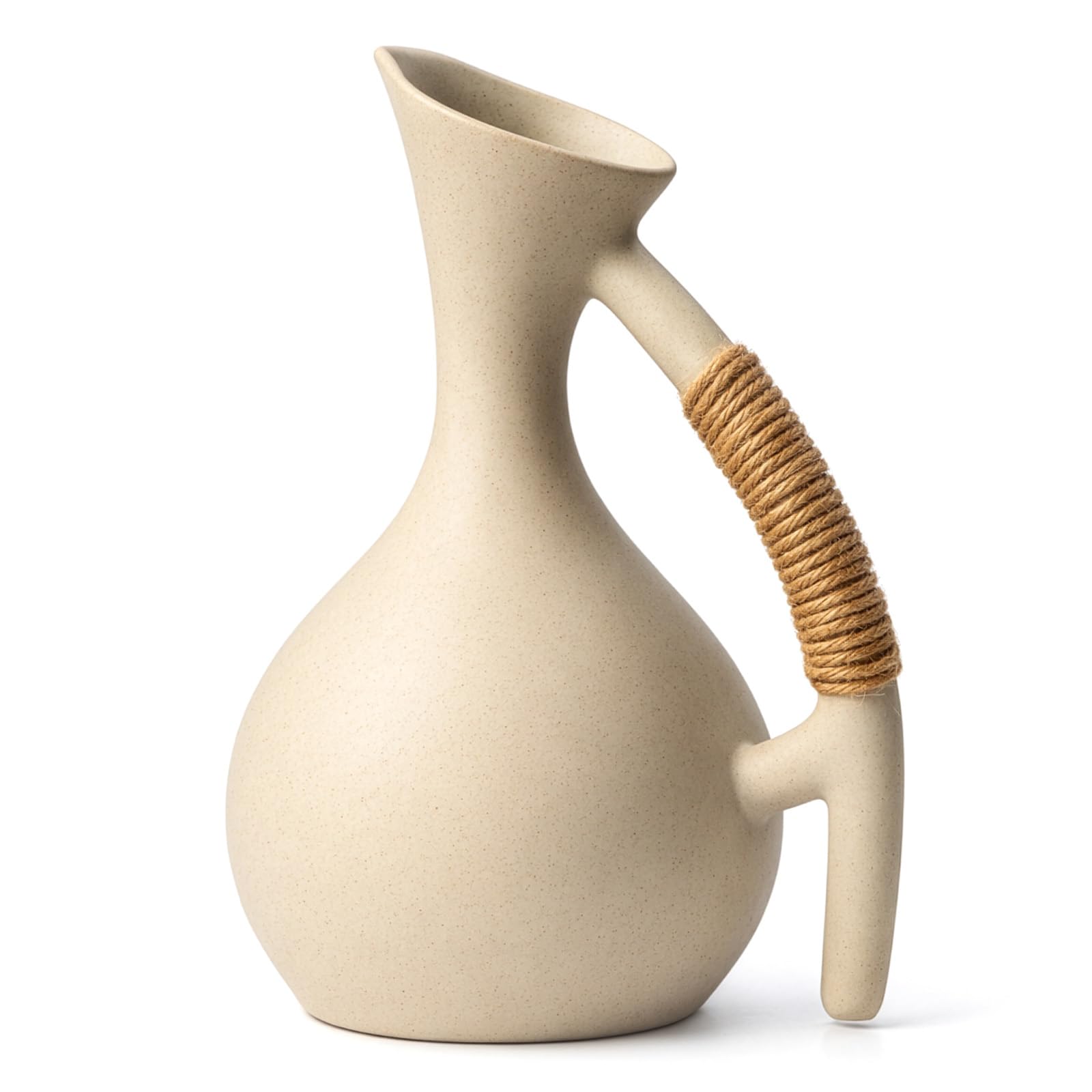 A 1300Ml Coarse Ceramic Cold Water Jug βHome Porcelain Tea Pot A Cold Earthenware Kettle with Rope Handle & Cork Stopper, Large Capacity Teapot for Tea/Coffee/Milk/Women/Office/Home/Gift