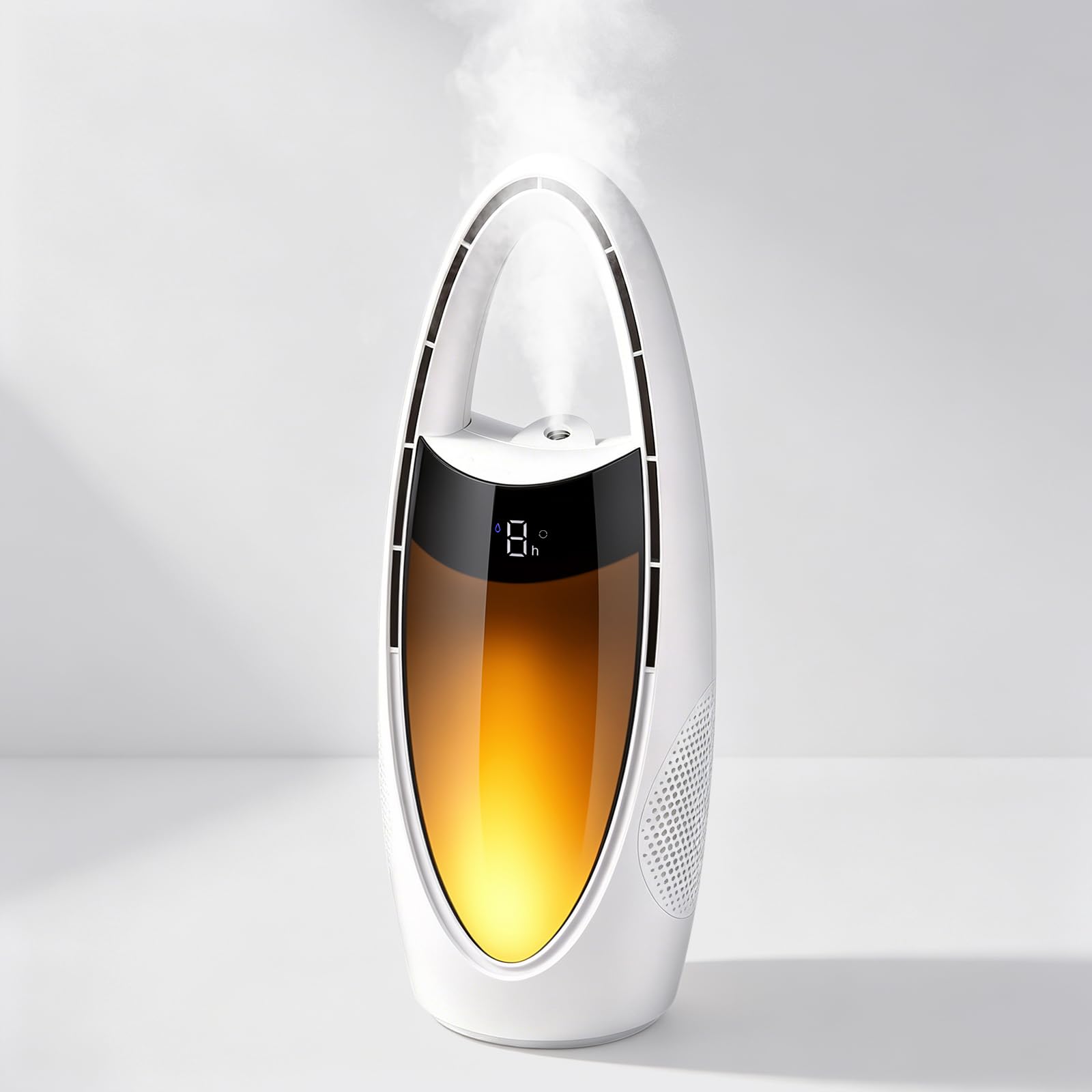 Ventilateur Colonne Portable sans fil 4000mAh Ventilateur Tour de Table 35cm avec Humidificateur, 9 Niveaux de Vitesse, Veilleuse, Heures et Oscillation de 70 ° pour Chambre à Coucher, Bureau, Maison