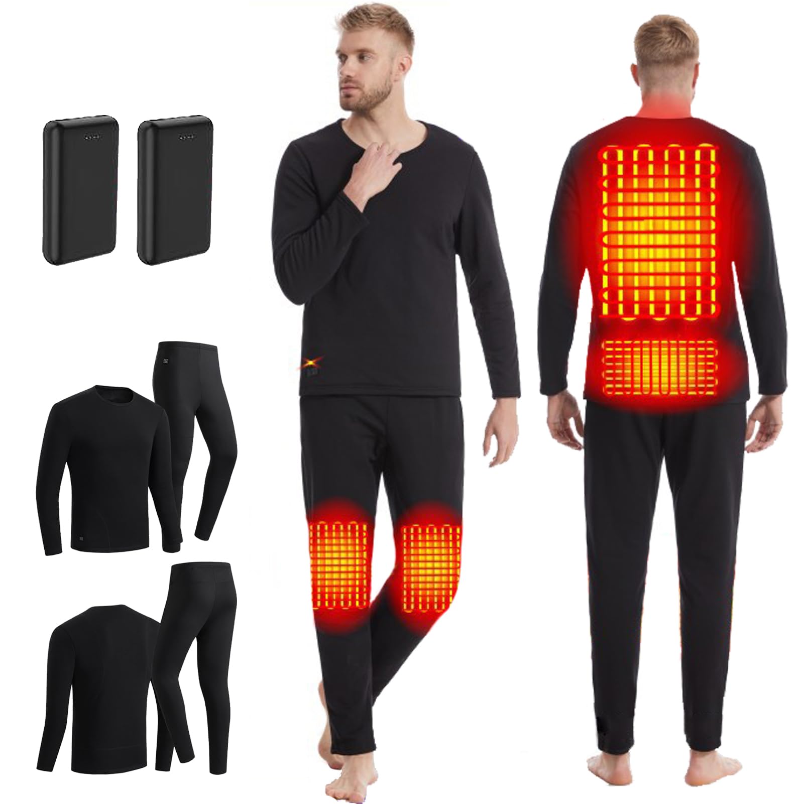 Ropa Interior Térmica para Hombre Y Mujer, Conjunto De Pantalones con Batería, Capa Base Térmica para Invierno, Deportes Al Aire Libre