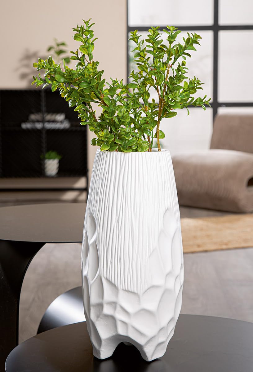 GILDE Vaso Roma – Ceramica – Bianco opaco – Altezza 40 cm x Ø 19 cm – Vaso per fiori impermeabile
