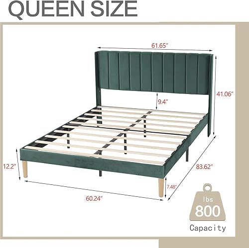 Miniatura 52 de AGARTT Base de cama tapizada tamaño individual con cabecero y estribo, soporte de listones de madera, no necesita somier, fácil montaje, terciopelo