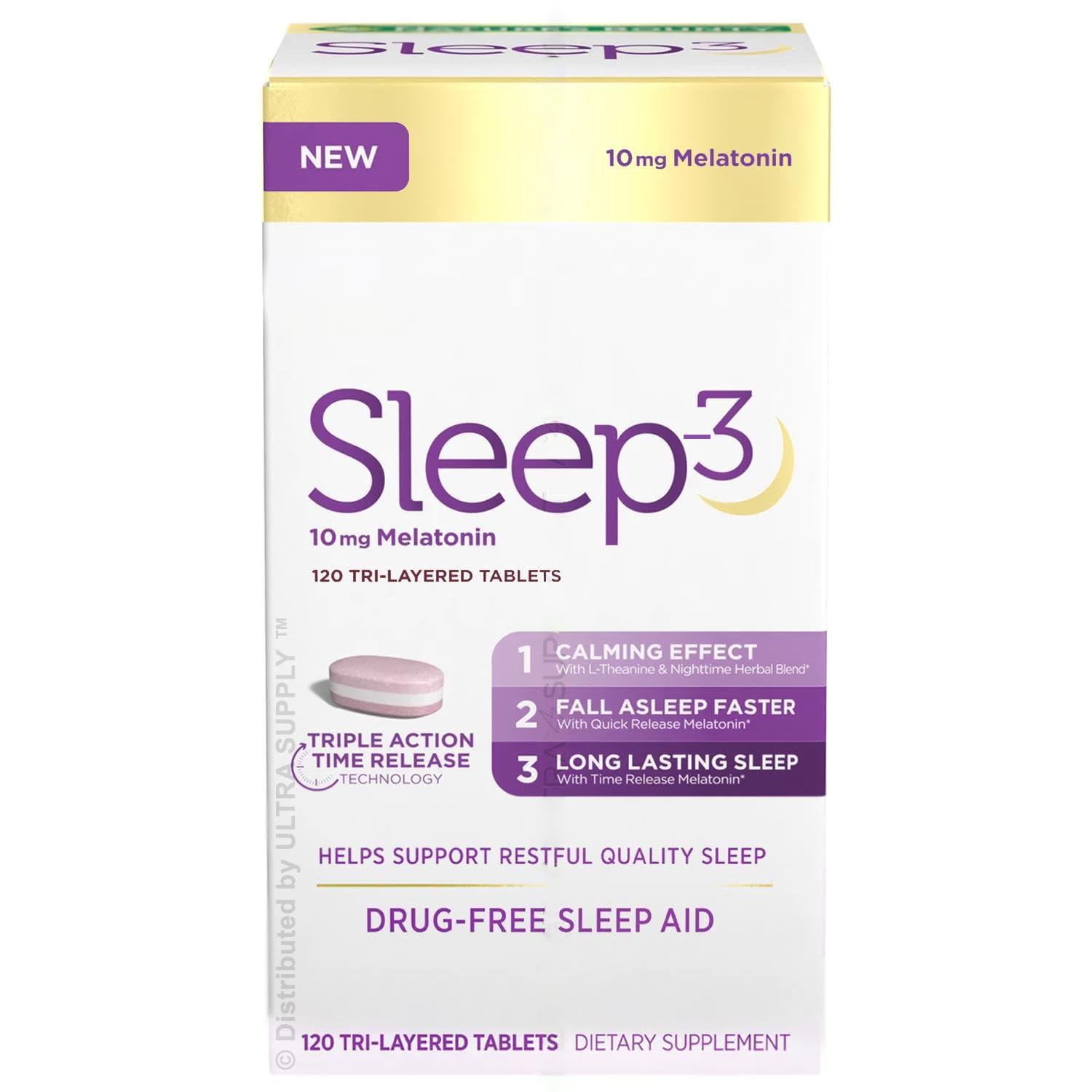 NB Sleep-3 Tablets (120 Tablets Value Pack) 10mg Melatonin Time-Release with L-Theanine & Herbal Blend