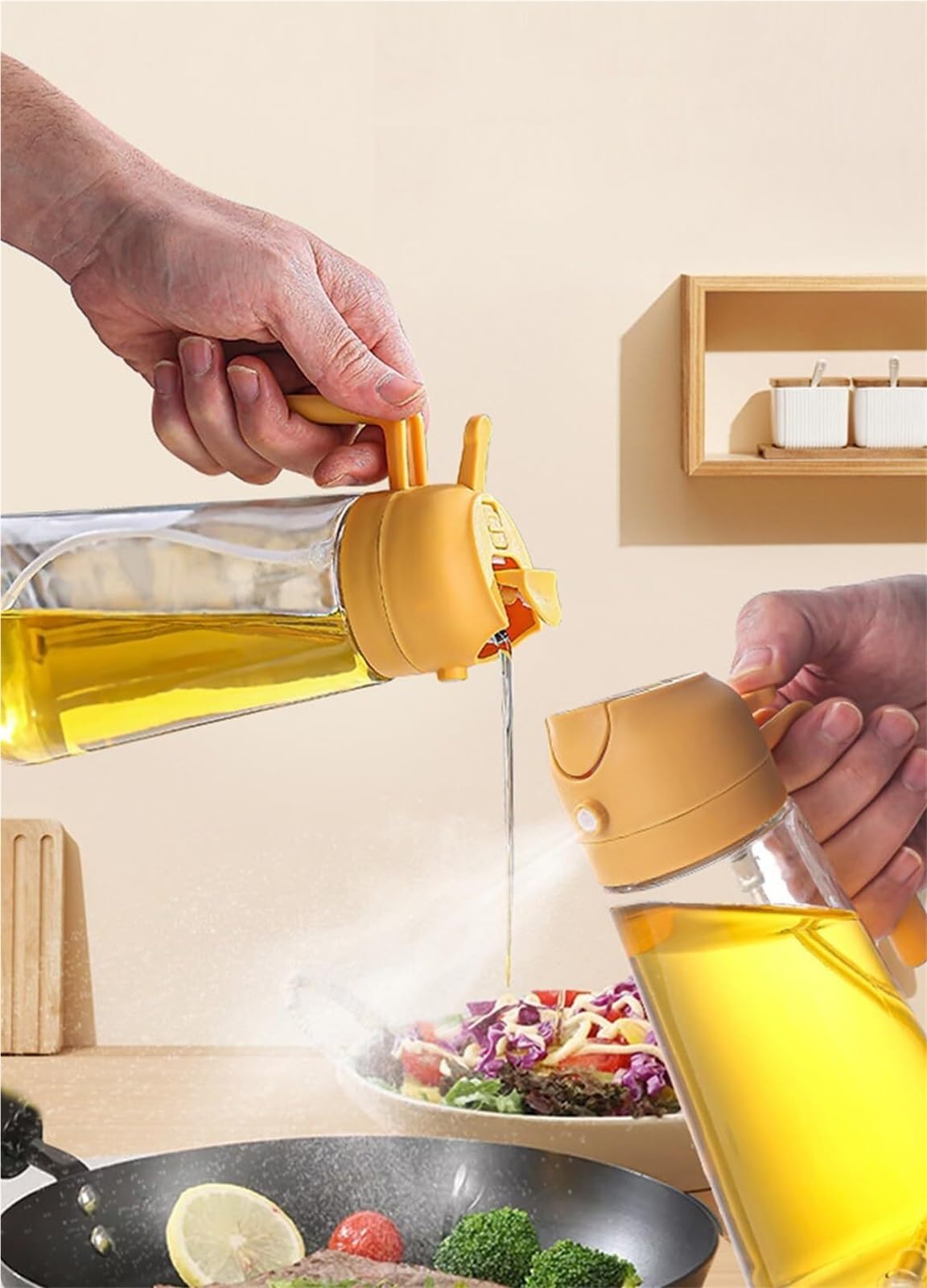 Dispensador de Aceite y Vinagre El Aceite De Oliva En Aerosol Es Adecuado For Cocinar, Freír Con Aire, Asar A La Parrilla Y Hornear Jarra de Aceite(White)