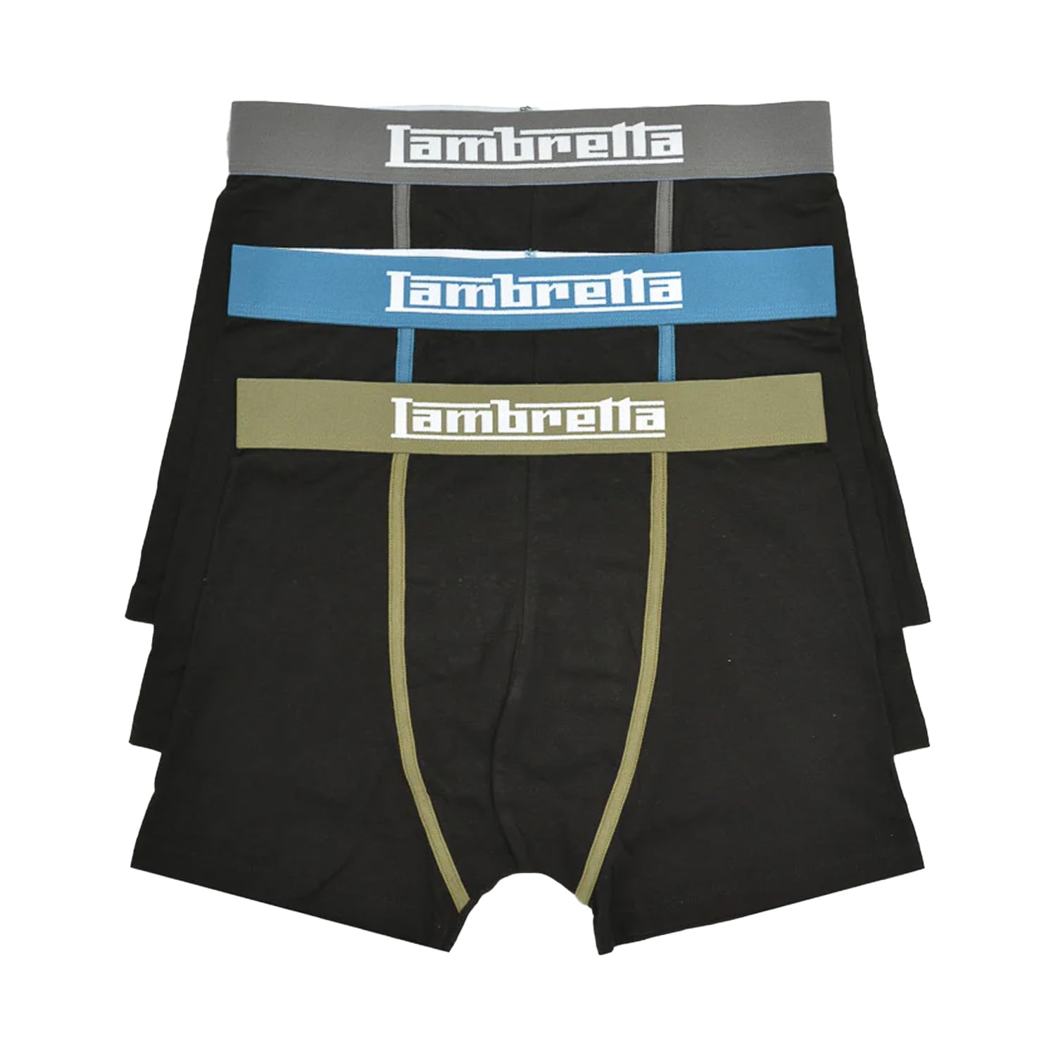 Lambretta Mens 3 Pair Pack of Boxer Shorts (UK, Alpha, M, Regular, Regular, Black Multi)