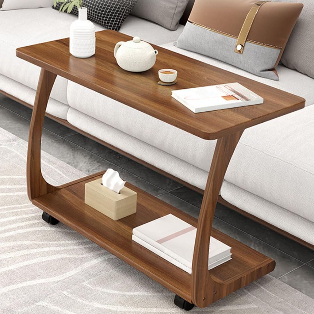 Stolik pomocniczy z orzecha włoskiego, mały stolik końcowy CSD do salonu i sypialni, wszechstronny stolik na sofę (50 cm x 40 cm x 64 cm) elegancki i funkcjonalny wystrój domu