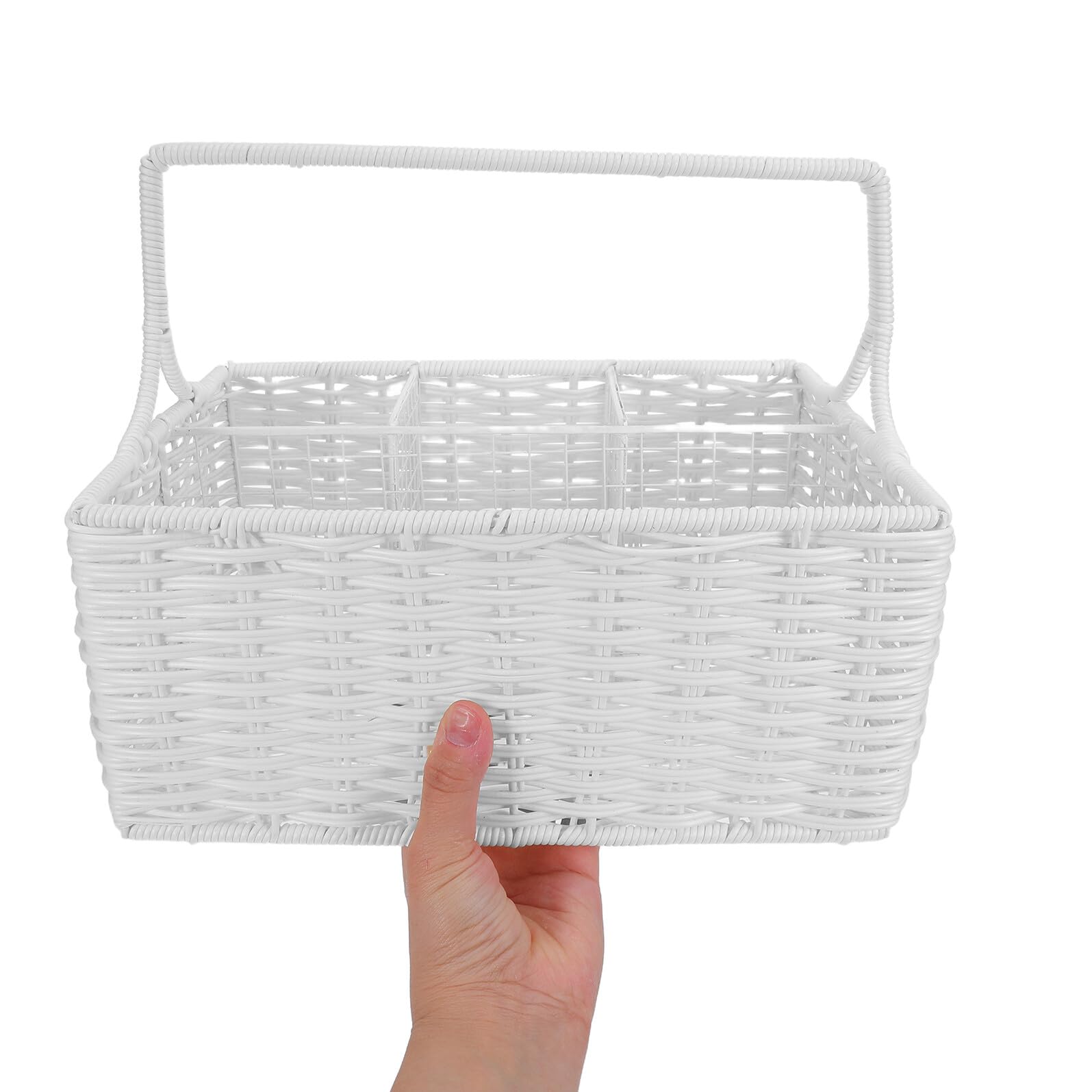 Angoily Cesta Organizadora para Cubiertos con Compartimentos Múltiples Cesta Tejida de Organizador Portátil para Utensilios de Cocina para Tenedores y Uso Doméstico y Picnic
