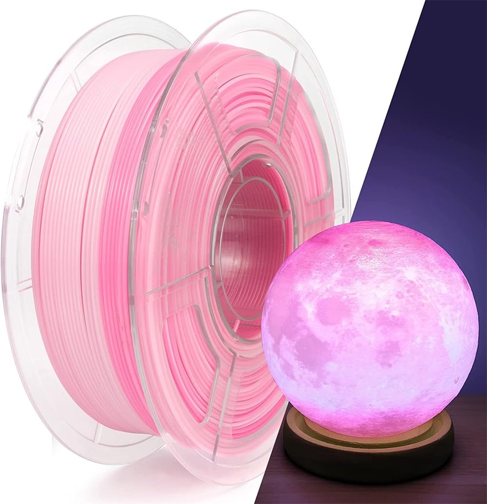 Gradient Translucent PETG 3D Printer Filament, Azonee PETG Filament 1.75mm, Color Change Filament Pink & White, Multicolor Filament PETG 1.75mm 1Kg Spool for Most 3D Printers