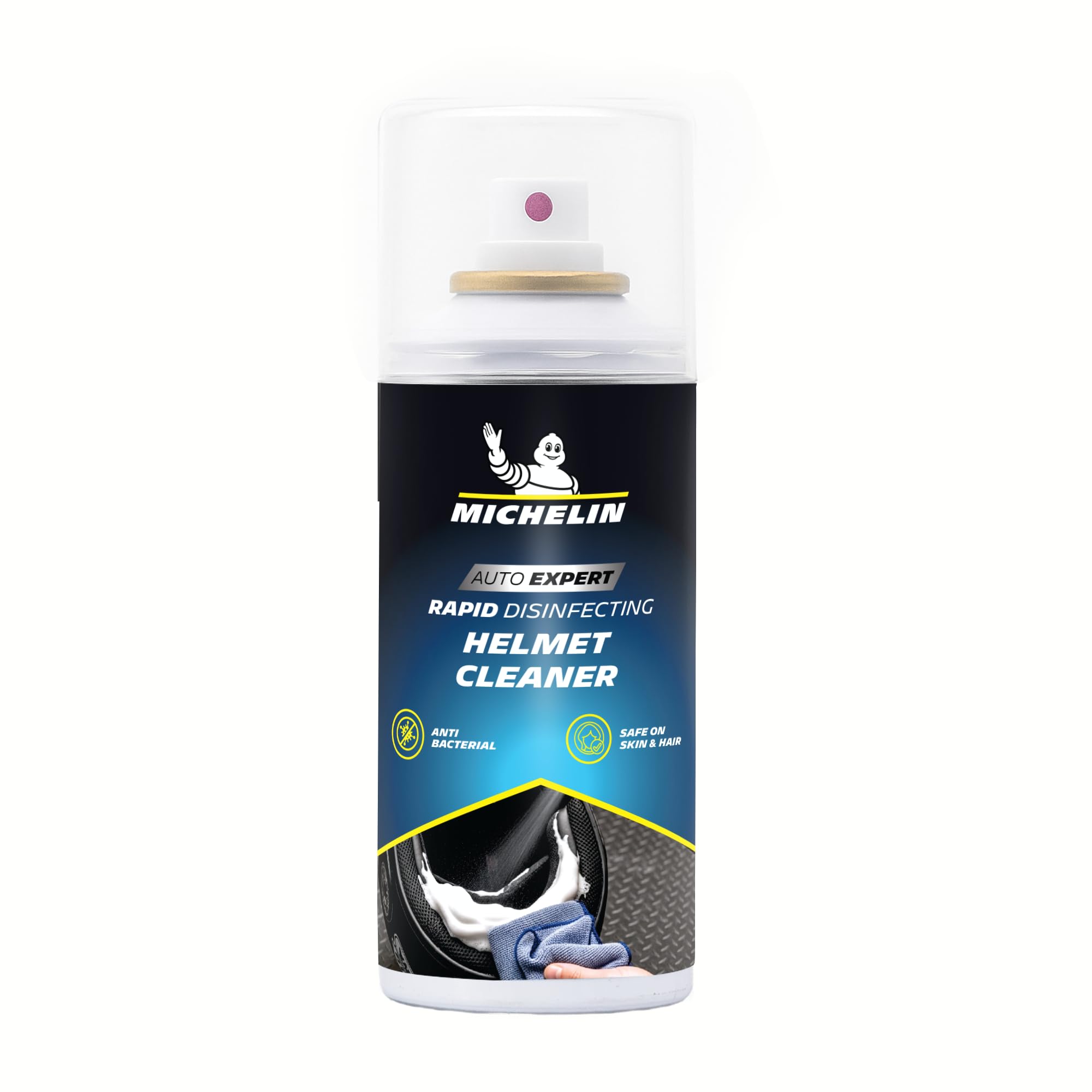 Michelin Helmet Foam Cleaner Spray 150 ml | Anti-Bacterial & Anti Odor Foaming Formula | Safe on Skin, Hair, Visor & Padding | Deep Cleans Helmet Interior & Exterior | Removes Sweat, Dirt & Odor