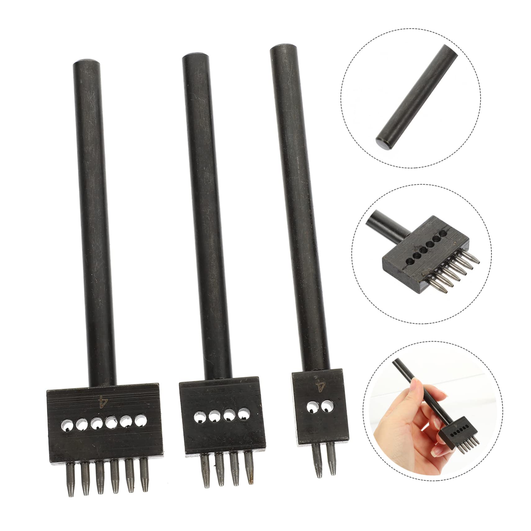 Cabilock Three Ring Hole Punch Tool Portable Hole Punch for Leather Crafts DIY Leather Supplies