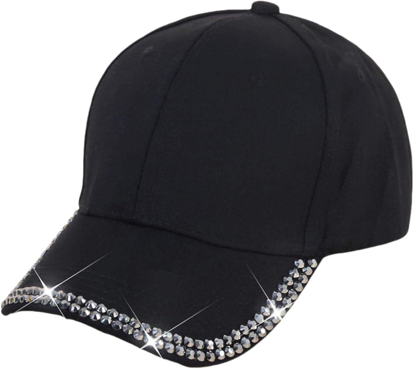 Shiny Rhinestone Brim Baseball Cap for Women Girls Bling Hats Sparkle Ponycap Trucker Hat Summer Outdoors Sun Cap