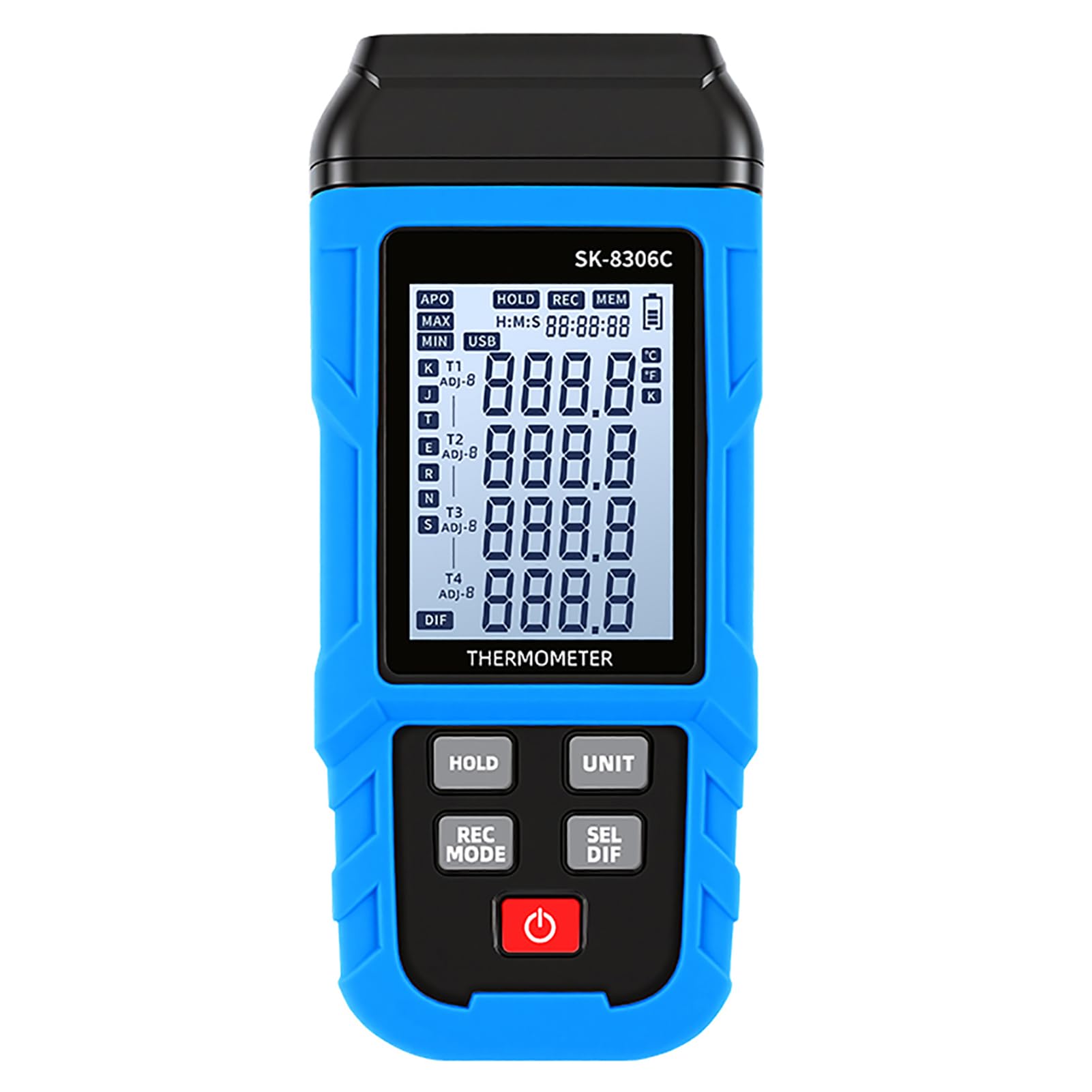 Aramox 4 Kanałowy Termometr Termoparowy Rejestrator Danych, USB Bluetooth