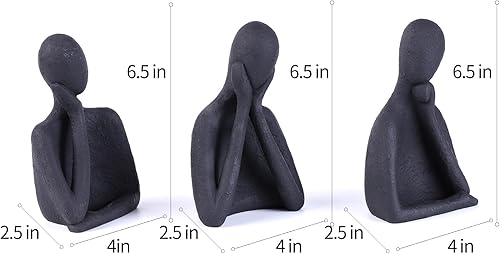 Miniatura 2 de Suoedd Thinker - Estatua de estantería decorativa de arte abstracto de 6.4 pulgadas, juego de 3, estatuas de resina para sala de estar, escritorio,