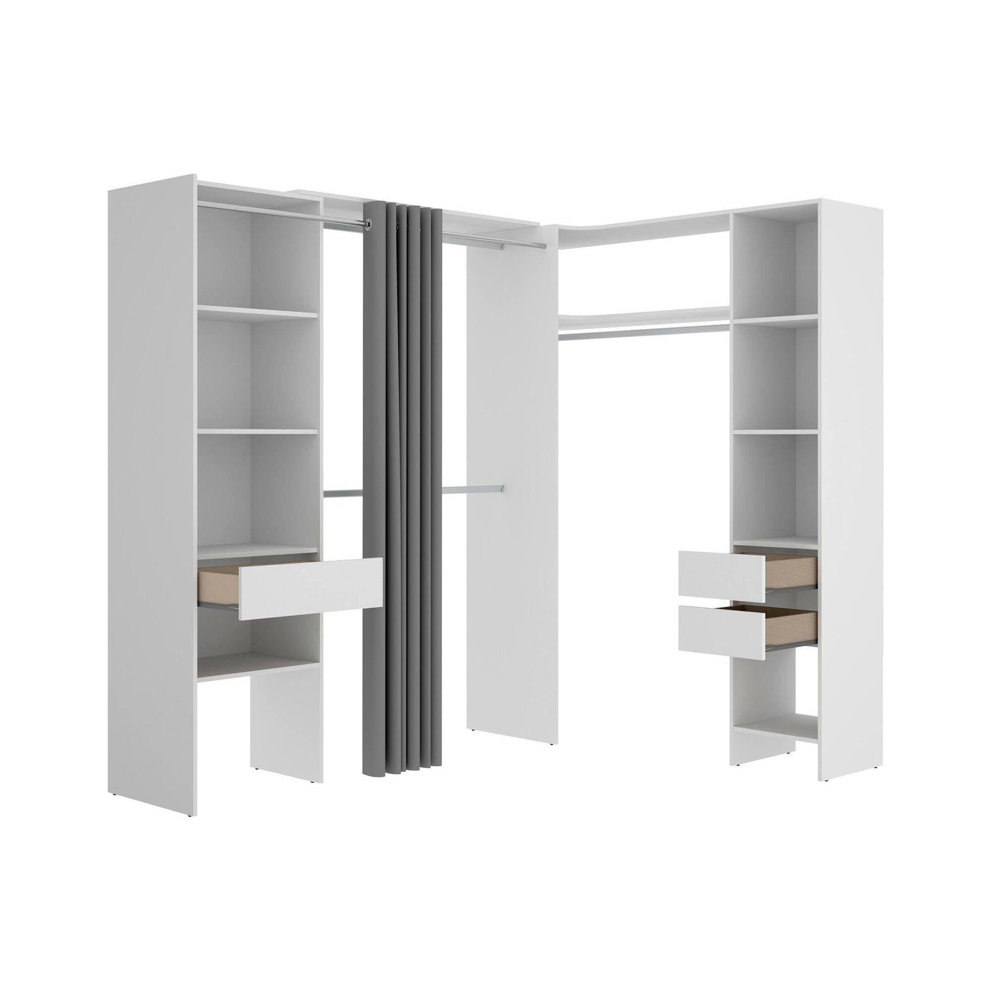Dmora Guardaroba Grande Bazena, Mobile Camera da Letto, Cabina Armadio portabiti, Armadio Appendiabiti, 214x141 h205 cm, Bianco