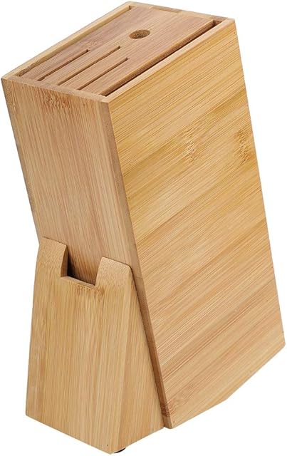 Bamboo Knife Block Without Knives - 6-Slot Universal Knife Block Knife Holder for Kitchen Counter Knife Storage Organizer Kitchen Knife Stand
