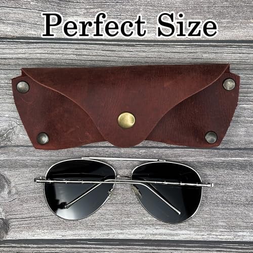 Image of Leather Glasses Case for Men - Vintage Rustic Belt Eyeglass Holder
