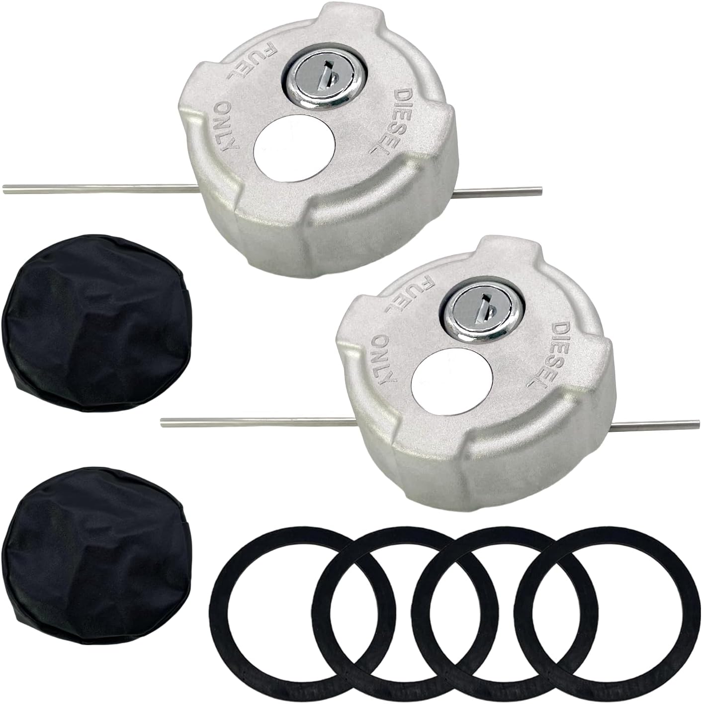 2 1/4" Locking Diese/l Fue/l Tank Gas Cap for Internationa/l MD Semi Trucks, Reefe/r Trailer, For/d 650 750 for Hin/o 268 Box Truck FTA-C02, FTA-N-04, FTA-N6-16 FTA-N-73 (2PCS Set) With Seals