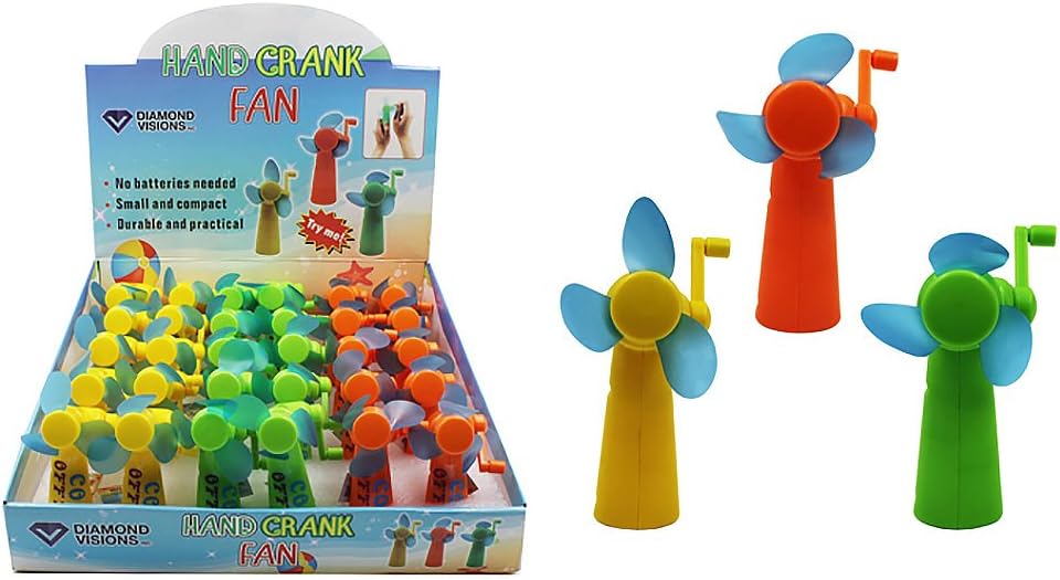Diamond Visions 01-1584 Hand Crank Fan MultiPack Set in Assorted Colors (2 Fans)
