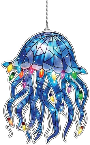 Adornos de medusas para árbol Regalos para los amantes de las medusas Decoración de medusas para colgar en la ventana, decoración de Navidad para
