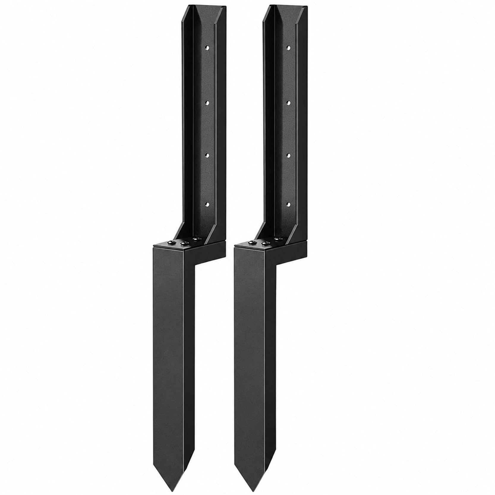 GOUZIBHD Heavy Duty Steel Fence Post Repair Stakes No Dig Ground Spike Anchor for Leaning Broken Wood Posts,Black H-Shape Fence Post Anchor for Mailboxes Trellis Posts(Size:2PCS)