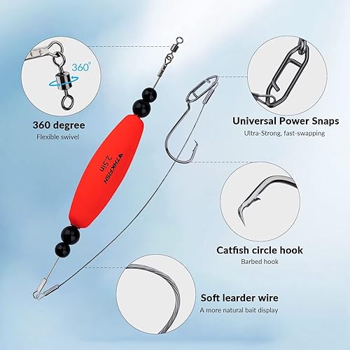 Miniatura 4 de THKFISH Plataformas de flotador de bagre, flotador de línea de traqueteo de bagre para plataforma Santee, aparejos de cascabel, corcho, espuma EVA,