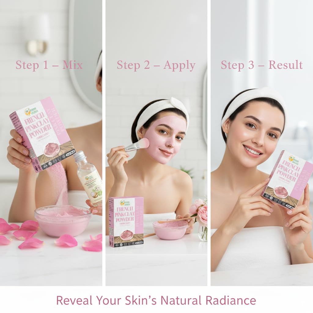 Herbs Botanica French Pink Clay Powder Fine Rose Clay for DIY Face Masks, Pink Clay Soap Making, Body Care, Facial Packs, and Kaolin-Based Skincare Rose Clay Powder 2 oz