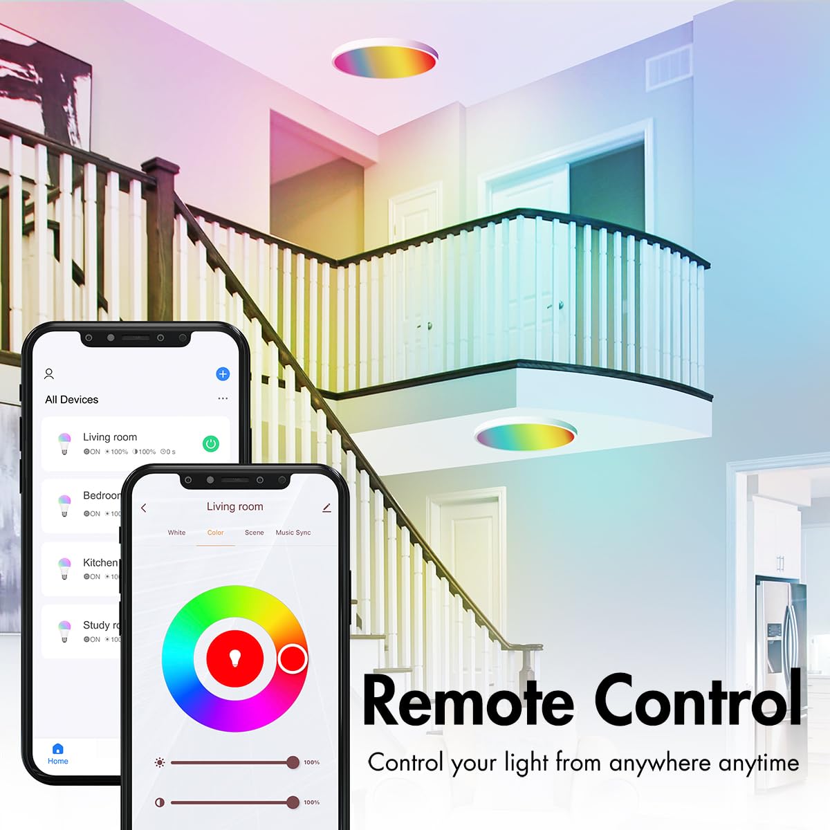 LogiLink SH0122 - Wi-Fi Smart Home Deckenleuchte mit 140° Ausstrahlungswinkel, Tuya kompatibel, unterstützt Amazon Alexa und Google Home, Weiß