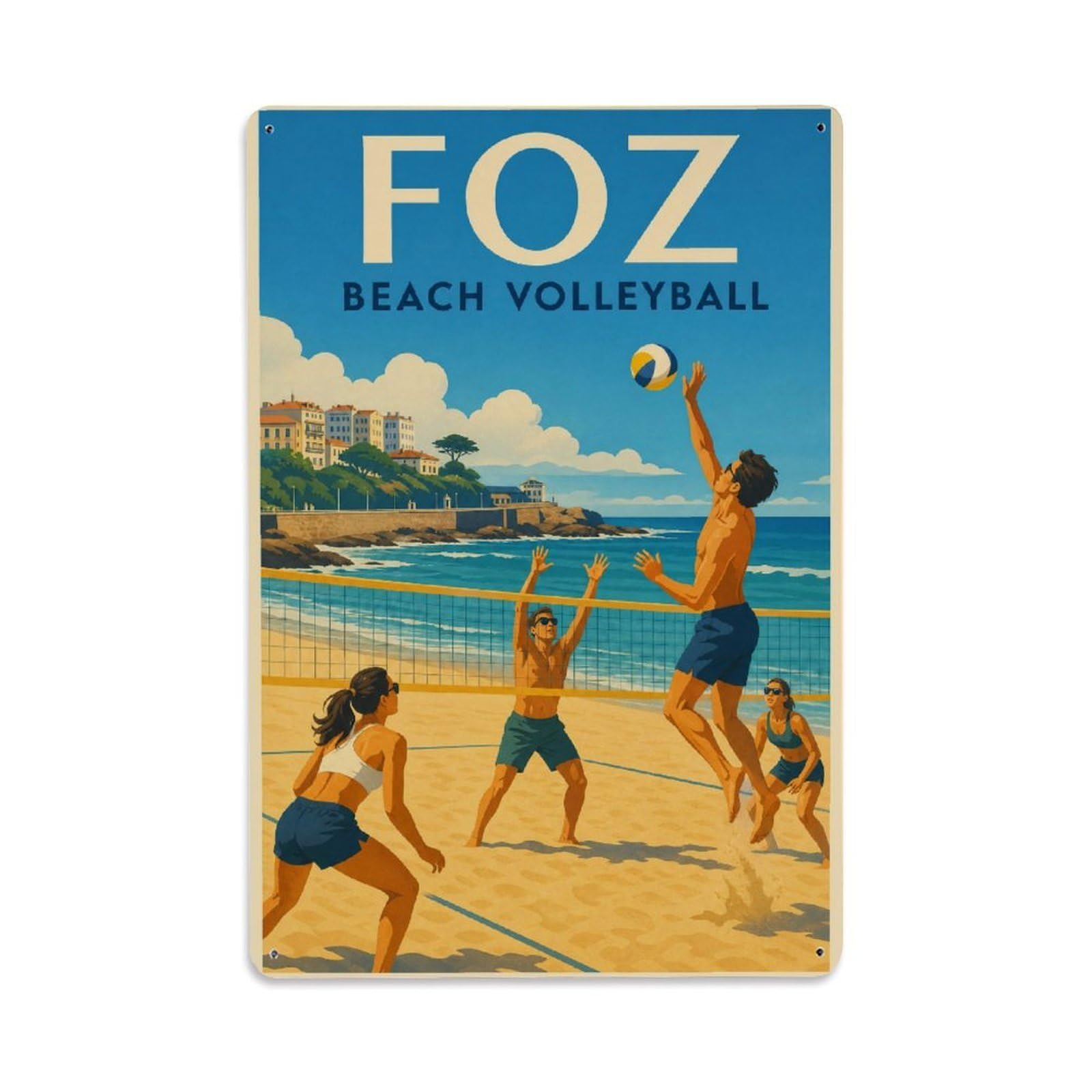 Metal Tin Sign Portugal Vintage Travel Foz