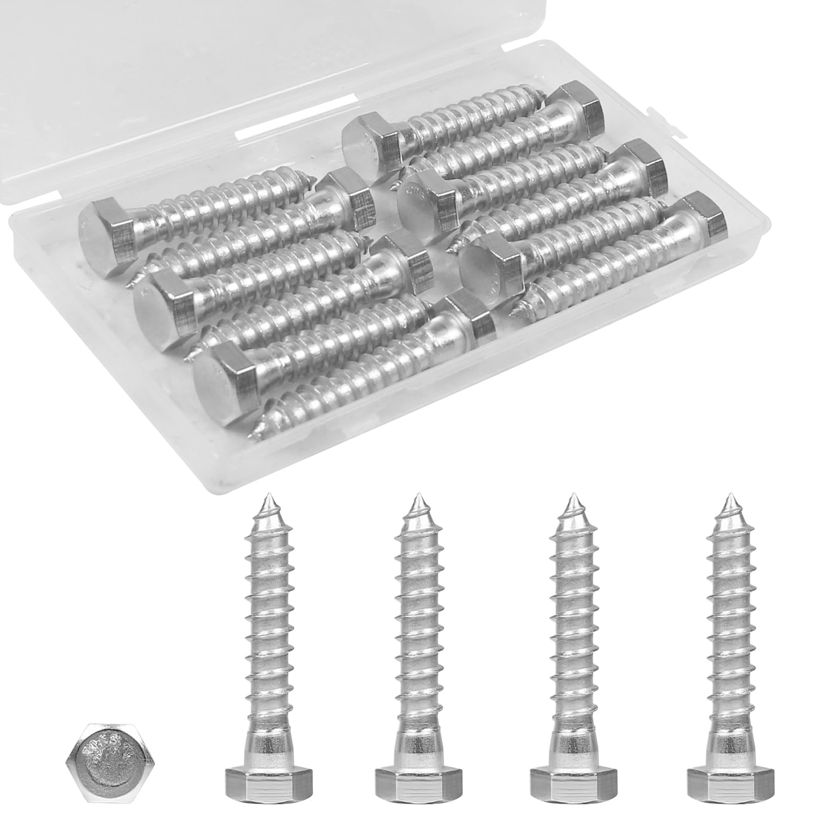 15 Stainless Steel Lag Screws - 5/16" x 3" -12 15 Stainless Steel Lag Screws - 5/16" x 3" -12