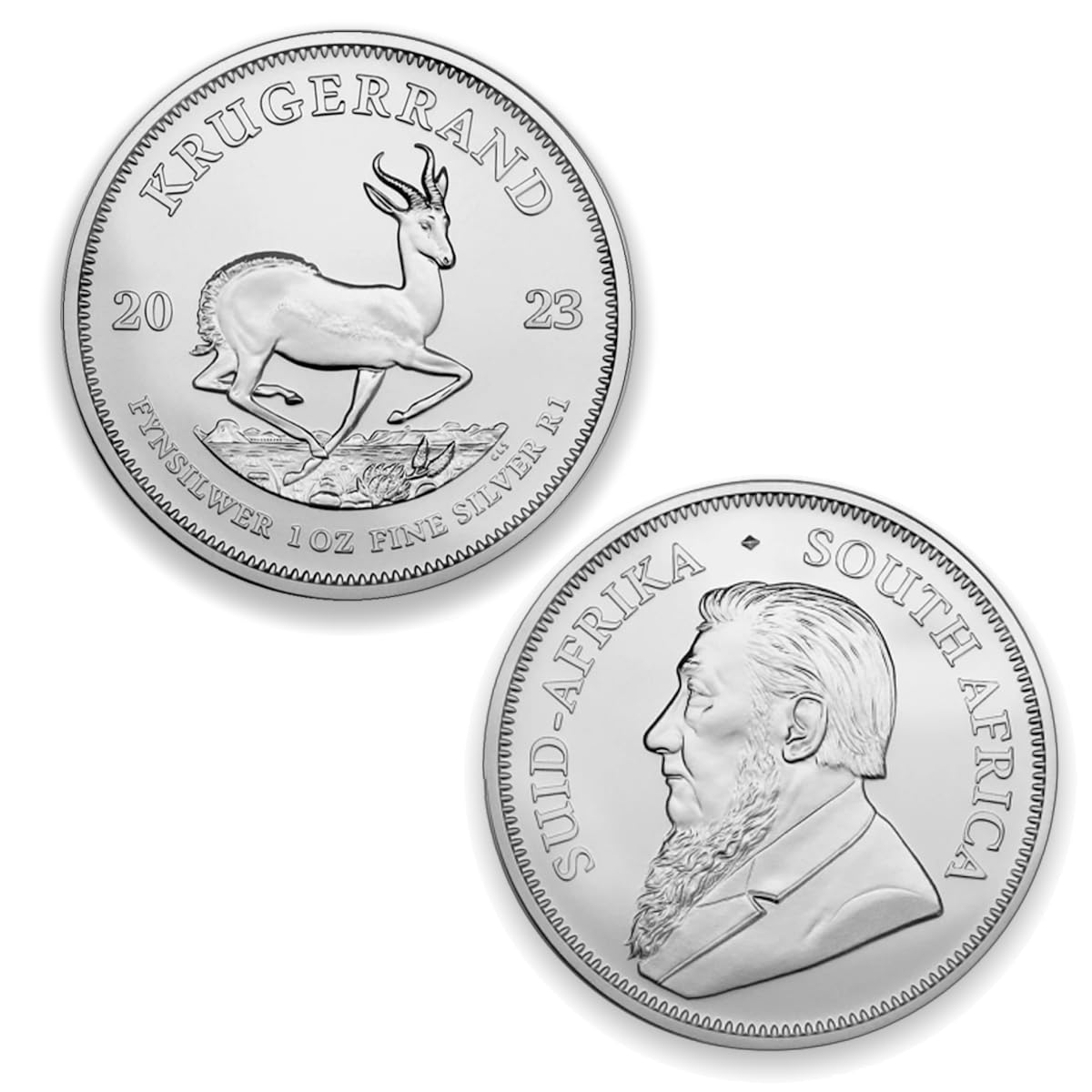 Kugerrand silver coin (South Africa). 31.1g (ounce). Includes capsule.