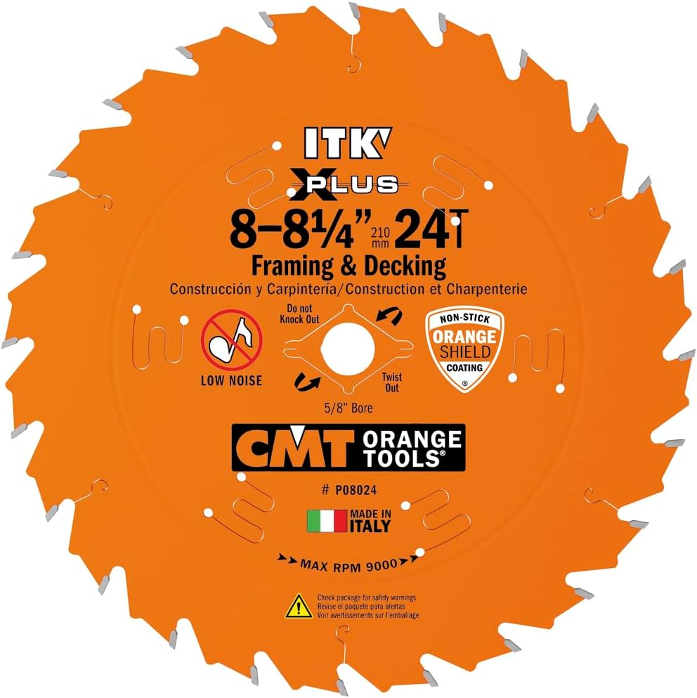 CMT P08024 ITK Plus Fast Framing Saw Blade with 8-8-1/4 x 24 Teeth, 10-Degree ATB Shear and 5/8-Inch Bore