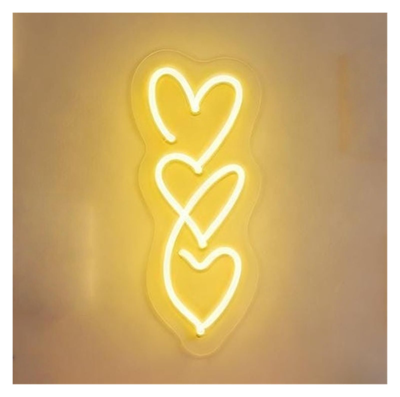 Rongch Lemon Yellow Hanging Art Signs Heart Neon Sign Love Bedroom Home Decor Storefront Window Display Business Entrance 45Cm(Lemon Yellow)