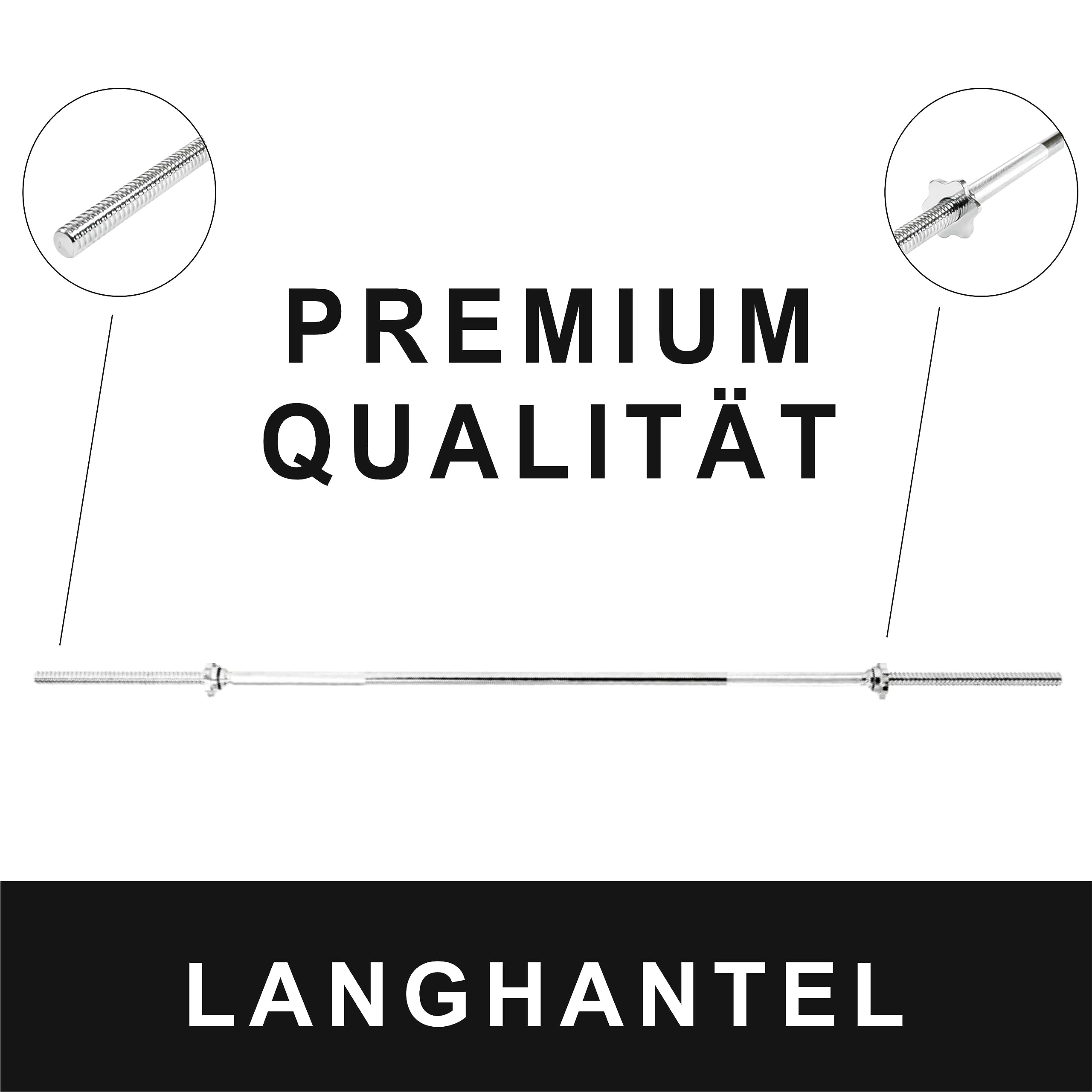 Lisaro Langhantelstange mit Sternverschlüssen 120/160/182cm-Standardnorm gerändelt und verchromt, Scheibenaufnahme Ø 30mm, Profi Langhantelstange, Muskelaufbau, Gewichtheben, Kniebeugen,
