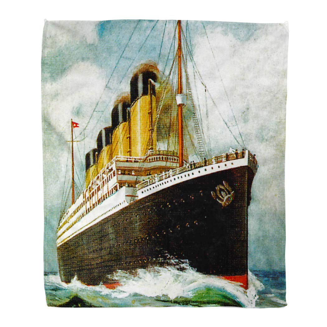 SuikeThrow Blanket 50x60 Inches Luxury Flannel Vintage Ocean Rms Titanic Liner Draw Furniture Interesting and Warm Pop Art Microfiber Print Soft Cozy Warm Wrinkle Resistant Couch Bed Throws Sofa
